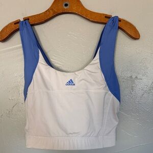 Adidas White and Blue Activewear Top